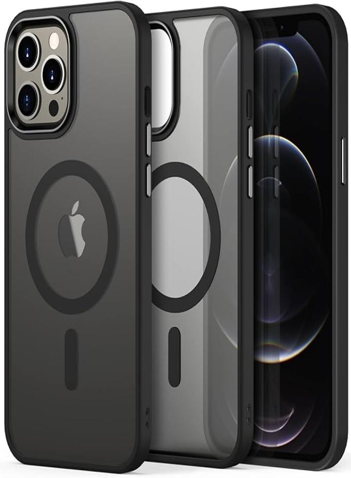 حافظة CASEKOO Clear Hybrid لهاتف iPhone 14 Pro Max (ترقية 2024)، قوة مغناطيسية قوية للغاية، حماية من السقوط بطول 10 أقدام، مع حامل مغناطيسي دوار 360 درجة، شفاف نحيف 6.7 بوصة، أسود شفاف