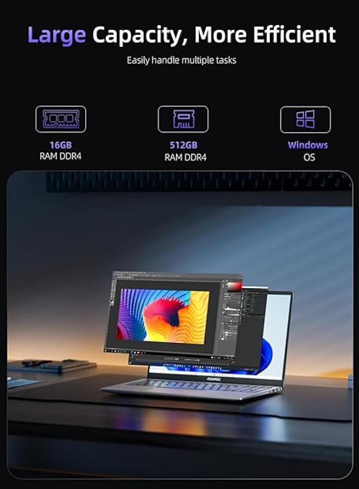 كمبيوتر محمول ACEMAGIC، معالج رباعي النواة 16 جيجابايت DDR4 512 جيجابايت SSD، 15.6 بوصة 1080P FHD كمبيوتر محمول، Windows 11، جسم معدني، كاميرا ويب، Type_C، 2.4G/5G WiFi، BT5.0، USB3.2