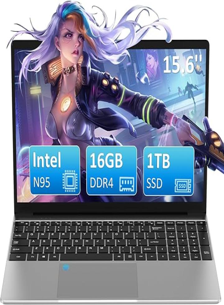كمبيوتر محمول للأعمال 15.6 بوصة، ذاكرة الوصول العشوائي 16 جيجابايت، 1 تيرابايت PCIE NVME SSD، Windows 11، Intel الجيل الثاني عشر N95، ما يصل إلى 3.4 جيجا هرتز